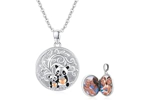 OHAYOO Panda Medaillon Zum öffnen Für Bilder Kinder 925 Sterling Silber Panda Amulette Zum öffnen Tier Schmuck Panda Geschenke Für Mädchen Kinder