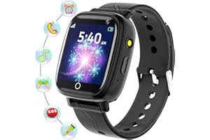 BAUISAN Smartwatch Kinder - Uhr Telefon für Jungen Mädchen mit Anruf, SOS, 14 Spiele, Musik, Kamera, Wecker, Taschenlampe, Kinderuhr Telefonieren Smart Watch Kids Geschenk (Schwarz)