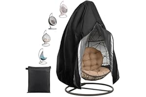 FANSU Hängesessel Abdeckung Outdoor Wasserdicht, 210D Oxford-Stoff Abdeckplane, UV-Anti Winterfest Schutzhülle Gartenmöbel für Hängestuhl, Egg Chair, Swing Chair (Schwarz,230x200cm)