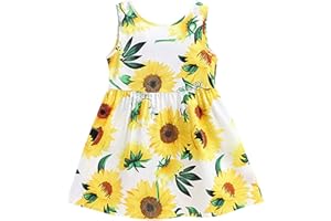 DHASIUE Girls Sleeveless Dresses Floral Print Sundress Princess Party Flutter Sleeve Dress Toddler Kids 2-8 Years