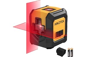 NIKOTEK Nivel Láser Autonivelante, Láser de Línea Cruzada Horizontal y Vertical de haz Rojo, IP54 Impermeable y a Prueba de Polvo, Bolsa de Transporte, Batería Incluida