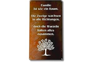 Rostikal Familie wie ein Baum – Liebevolles Deko Gartenschild aus Metall in Rostoptik, wetterfest & langlebig - ideal als Geschenk in jeden Garten & Außenbereich