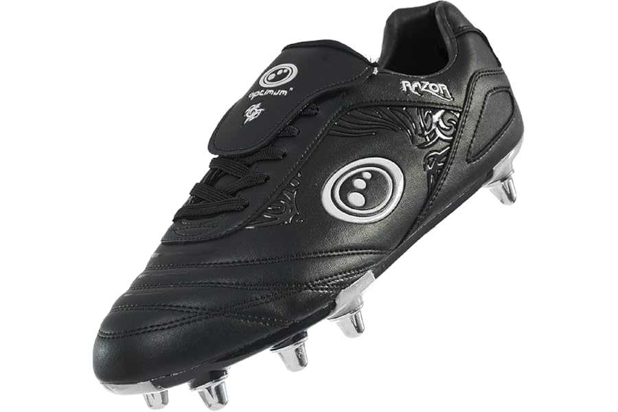 Optimum Razor Mens Rugby Boots, Lightweight 8 Stud Design Crafted for Elite Traction & Power to Drive Through the Scrum, Performance Ready for Soft Ground (SG) Grass Pitches