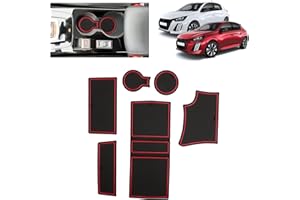 BSTW pour Peugeot 208 E-208 2020-2024 2025 (Automatique) Tapis Antidérapants pour Peugeot 208 GT Line Tapis en Caoutchouc pour Console Centrale, Porte Verres, Rainure de Porte (Rouge)