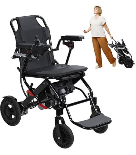 ByteTecpeak D04 Lightweight Foldable Electric Wheelchair With Removable 10Ah Lithium Battery Driveable 20km Range,500W Motor,Aluminium Powerchair 18kg Portable For Travel & Airplane Approved