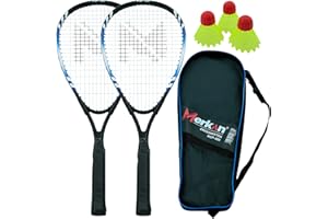 Merkan Speed-Badminton Set, 2 handliche Aluminiumschläger, Länge 58,9 cm, ideal geeignet für stabiles und schnelles Spielen, hochwertige Tasche (MSP-001)