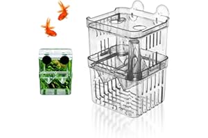 POHOVE Breeding Box for Fish Tank, Aquarium Hatchery Incubator Breeder Box for Small Fish Shrimp, Transparent Plastic Fish-Breeding-Box, 8x7x11cm(COLOR:Transparent)