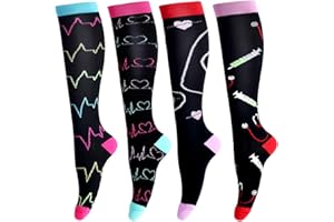 LEOSTEP Kompressionsstrümpfe für Damen und Herren (4 Paar) Stützstrümpfe Kompressionssocken Compression Socks für Sport, Flug, Laufen, Reisen, Schwangerschaft Krankenschwestern 20-30 mmHg