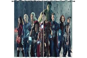 LKFFHAVD Avengers Juego de 2 cortinas opacas con ojales de impresión 3D, para dormitorio, habitación infantil (8,150 x 166 cm (ancho x alto)