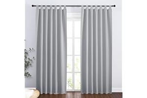 PONY DANCE Cortinas Termicas Aislantes Frio y Calor Opacas 2 Piezas, Cortinas Blackout de Salon Modernas Dormitorio Matrimonio con Trabillas, 140x220 CM, Gris Claro