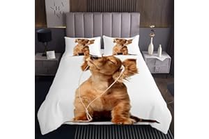 TBRAND Coperta trapuntata per bambini con stampa di cani , coperta trapuntata, set di copertine 3D a tema musicale con animali trapuntati per camera da letto king size