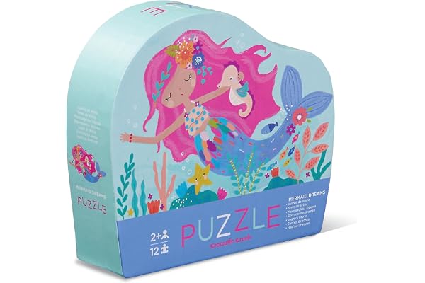 Crocodile Creek Mini Puzzle de Sol – Rêves de sirène – 12 Grandes pièces – pour Enfants à partir de 2 Ans – Boîte Robuste pour Le Rangement – Puzzle Fini : 22,9 x 30,5 cm