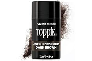 Toppik Dunkelbraun Streuhaar für volleres Haar in Sekunden, Haarpuder für einen authentischen Look, Schütthaar bei Haarausfall für Männer und Frauen, 12g