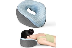 SeiriHelper Massagekissen Kopfloch, Ergonomisches Gesichtskissen mit abnehmbarem Bezug, Massage Kopfstütze für Bett (Hellgrau)