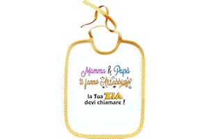 Passaparola] Bavaglino - Mamma & Papà Zia giallo- Umoristico - unisex pappa - Made in Italy