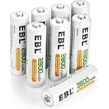 EBL AA Rechargeable Batteries 2800mAh, 8 Counts High Performance 1200 Cycle Ni-MH Batteries