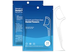 zoerbufan 50 Pcs Floss Sticks Dental Toothpick, 2 in 1 Portable Teeth Stick, Tooth Picks, Floss Picks, Keeps Your Mouth Fresh and Clean for Travel Home Office Restaurant