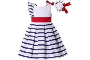 Ju petitpop Girls Elegant Spring Summer Stripe Sleeveless Casual Clothing Kids Toddler Cute Holiday Dresses