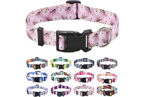 Mihqy Hundehalsband, Verstellbares, Weich & Komfort Hunde Halsband, Böhmisches, Blumen, geometrisches, Stammes Design, für Kleine, Mittlere und Große Hunde(Kleine weiße Blüten,XS)