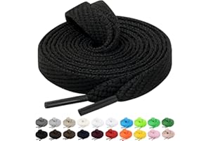Handshop 2 Pairs Flat Sneaker Shoe Laces 2/5" in 20 Colors, Wide Shoelaces for Athletic, Skate Shoes
