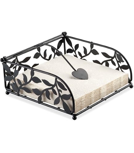 Porte-Serviettes Métal Et Bois Noir - Distributeur Serviettes Table Avec Bras Lesté - Idéal Cuisine, Restaurant, Bar