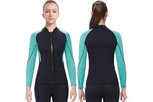 FLEXEL Muta Top da uomo donna, 3mm giacca in neoprene Jacket termale a manica lunga chiusura lampo frontale per immersioni, surf, snorkeling e nuoto