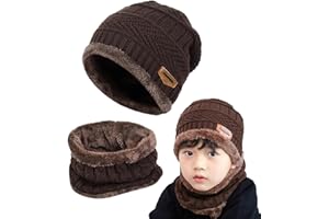 Gxlaihly Winter Hat for Children, Children's Winter Warm Beanie Hat and Loop Scarf Set, Children's Winter Hat Beanie Hat, Winter Hat and Scarf Set for Boys Girls from 6-15 Years