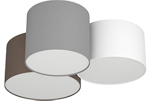 EGLO Lampa sufitowa PASTORE, 3-ogniskowa tekstylna lampa sufitowa, materiał: stal, tkanina, kolor: biały, antracytowy brąz, szary, oprawka: E27