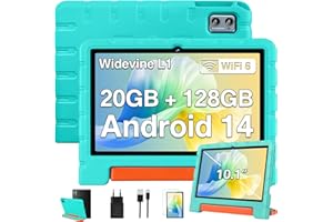 ZIOVO Tablette Enfants 10 Pouces Android 14 Tablettes Enfants,20Go RAM+128Go ROM(TF 1To),Widevine L1,WiFi 6 Tablette,Octa-cœur,6000mAh|5+8MP|BT 5.0 |Contrôle Parental Tablettes avec EVA Cas-Vert