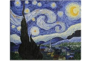 Fokenzary reproduction sur toile peinte à la main par de La Nuit étoilée de Vincent Van Gogh encadrée 50x60cm