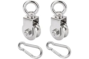 GothicBride 2 Pack 48MM Carrucola per Sollevamento, Puleggia per Carico 500 kg, Carrucola Palestra, Carrucole in Acciaio Inossidabile per Fune Fitness（2 Pack 48MM）