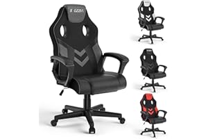 ‎BIGZZIA bigzzia Gaming Stuhl Computerstuhl Ergonomisch - Gamer Stuhl Bürostuhl mit Höhenverstellung Wippfunktion Feste Armlehne für Erwachsene Junge Mädchen, Grau