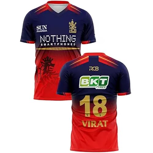 New VIRAT 18 RCBB Cricket Jersey 2026 Half Sleeve Red for Men & Boys