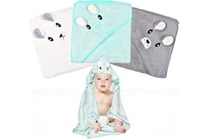 cozczyeqco 3Pcs Toalla Bebe Recien Nacido Capa De Baño 80x80cm Toalla De Baño con Capucha para Bebé, Toalla De Baño De Bambú Orgánico Lavable A Máquina, Toallas De Baño para Niños-A (C) (B)