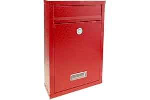 PrimeMatik - Metalowa skrzynka na listy i czerwoną pocztę 215 x 80 x 315 mm