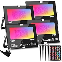 NATPOW RGB zonne-schijnwerpers, schemering tot dageraad, buitenverlichting, kleurveranderende landschapsverlichting, waterdichte tuinverlichting, automatisch aan/uit spotlicht voor omheining, tuin