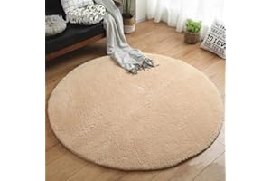 Liveinu Redondo Shaggy Alfombra con Respaldo Antideslizante Alfombra de Peluche Salón Modernas para Decoración Ø 120 cm Camello