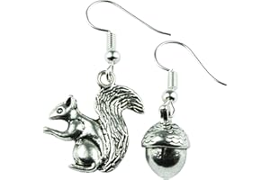 The Funky Barcode SQUIRREL & NUT DANGLE EARRINGS Gift Box Available