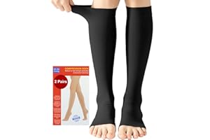 KUZIMUA 2 Paar Medizinische Kompressionsstrümpfe Damen & Herren 20-30 mmHg, Klasse 2, Offene Spitze Abgestufte Unterstützung Stützstrümpfe für Krampfadern Ödeme Flug