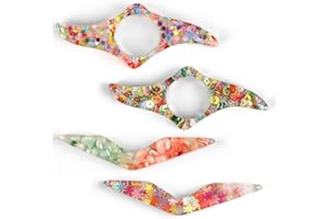 FADRUN 4 Piezas Soporte para Páginas de Libros, Separador De Paginas Libro de Flores Secas de Resina, Marcador de Pulgar Hecho a Mano Anillo de Apertura, Regalo para Profesora y Amantes de Los Libros