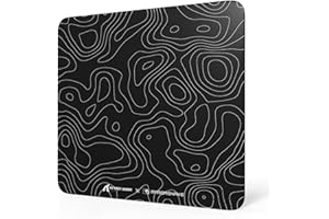 MAMBASNAKE x ATTACK SHARK CM05 Contour Glass Hard Gaming Mousepad,Nano-Micro-Etched Texture,Smooth Glass Surface,High Accuracy,Fast-Moving,Anti-Scratch, PU Leather Non-Slip Base, Large Size(450×400mm)