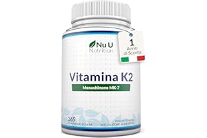 Vitamina K2 MK7 200mcg - 365 Compresse Vegane - 1 Anno di Scorta - Alta Concentrazione di Vit K Menachinone MK-7 da Natto - Prodotto in Europa - Nu U Nutrition