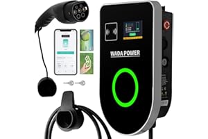WADA POWER 7KW Stazione di Ricarica per Veicoli Elettrici Monofase: EV Caricabatterie Tipo 2 per Auto Elettrica Controllo App/Carta RFID, 8-32A EV Charger con 5M Cavo, IEC 62196-2