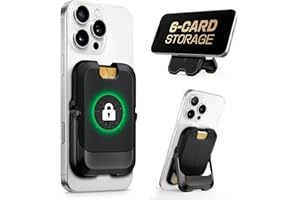 SUPCASE für MagSafe Geldbörse iPhone Kartenhalter Magsafe Wallet Kartenfach [Hold 6 Karten] [RFID-Blockierung] Verstellbar Handy Ständer Kreditkartenhalter für iPhone 17/16/15/14/13/12 Serie (Schwarz)