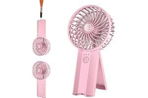 Wastou Handheld Fan, Portable USB Rechargeable Mini Fan, Silent Small Personal Hand Fan, Battery Operated Powerful 4 Speeds Quiet Table Desk Cooling Fan for Bedroom Office Travel (Pink)