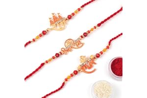 KSJONE 3er Set Rakhi Faden, Rakhi für Schwester, Raksha Bandha Geschenk für Ihren Bruder, Rakhi Armband für liebende Geschwister, Vater, Bhabhi, Bhaiya