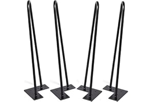 MSOBAIW Hairpin Legs 18 inch Set of 4, DIY Furniture Metal Table Legs Perfect for Cabinet, Wardrobe, TV Cabinets, Drawers, Nightstand, 3/8" Diameter Satin Black Two-Rod Mid Century Modern Style
