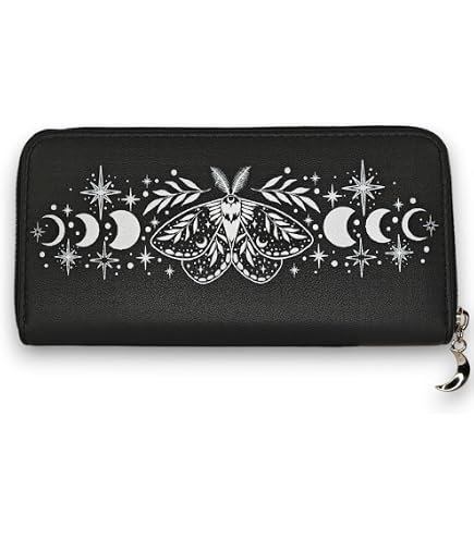 Ro Rox Goth Baphomet Pentagram Faux Leather Wallet - Zip Around Purse With Studs, Holds 8 Cards - View #2
