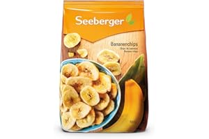 Seeberger Chips de banane : Rondelles de bananes fraîches cuites dans de l’huile de coco pour des chips croustillantes - passion banane - sucrées - sans arômes artificiels, vegan (1 x 500 g)