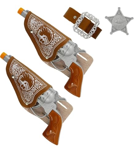 Cowboy-Sheriff Accessoires Set, 4-teilig – Mit Hut, Revolver, Lasso & Stern, Für Kinder & Erwachsene